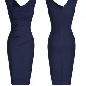 Haute Edition Women's Retro Ruched Sleeveless Bodycon Pencil Dress - Navy - 1 XL